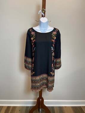 Cato Womens Black Floral Boho Tunic Top Size 18W to 20W New With Tag